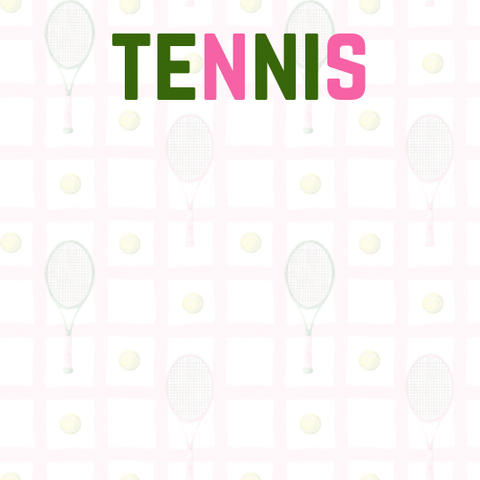 Tenis Notepad in Acrylic Holder, pink/ green