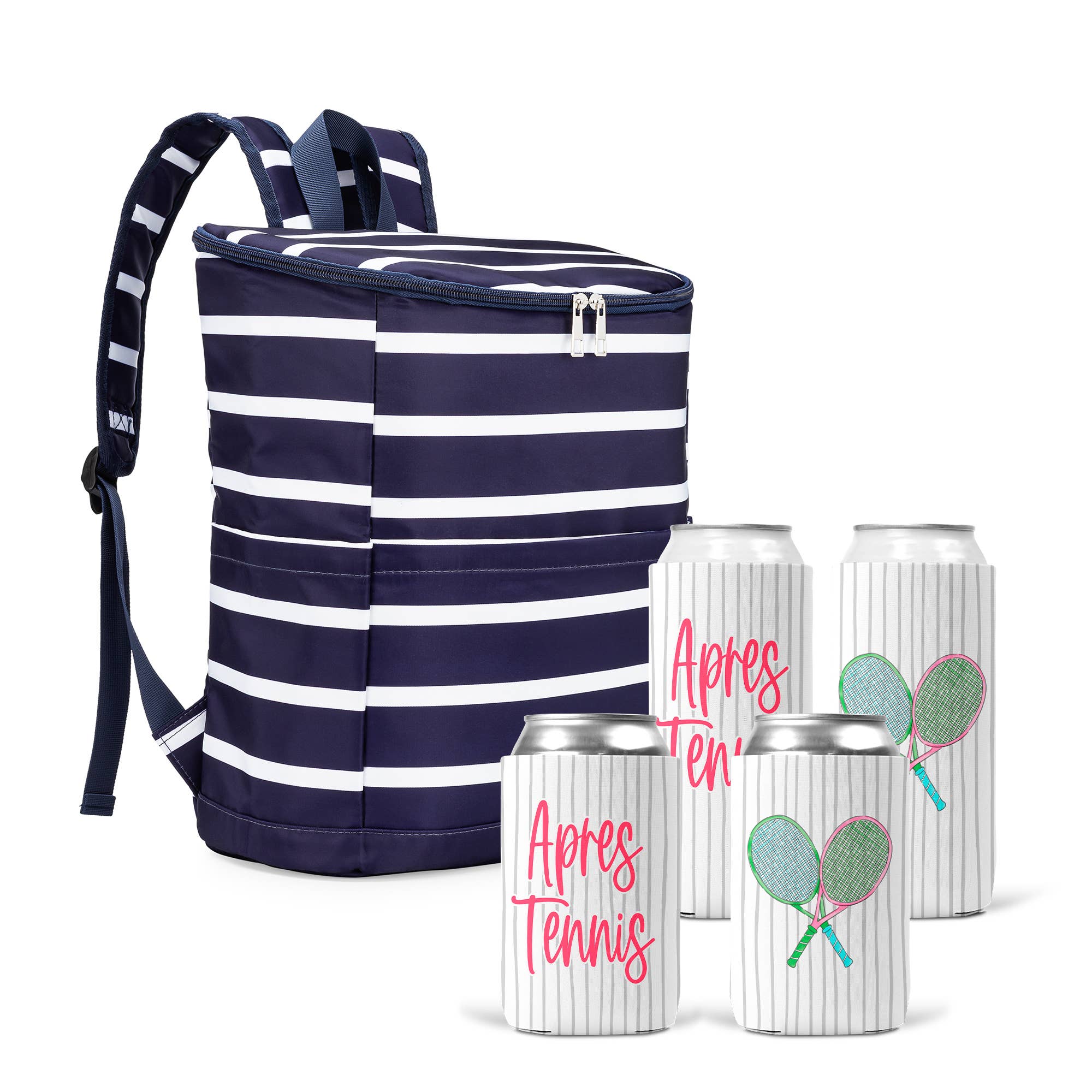 Cooler Backpack and 4 APRES TENNIS Stripes Huggers-Gift Set