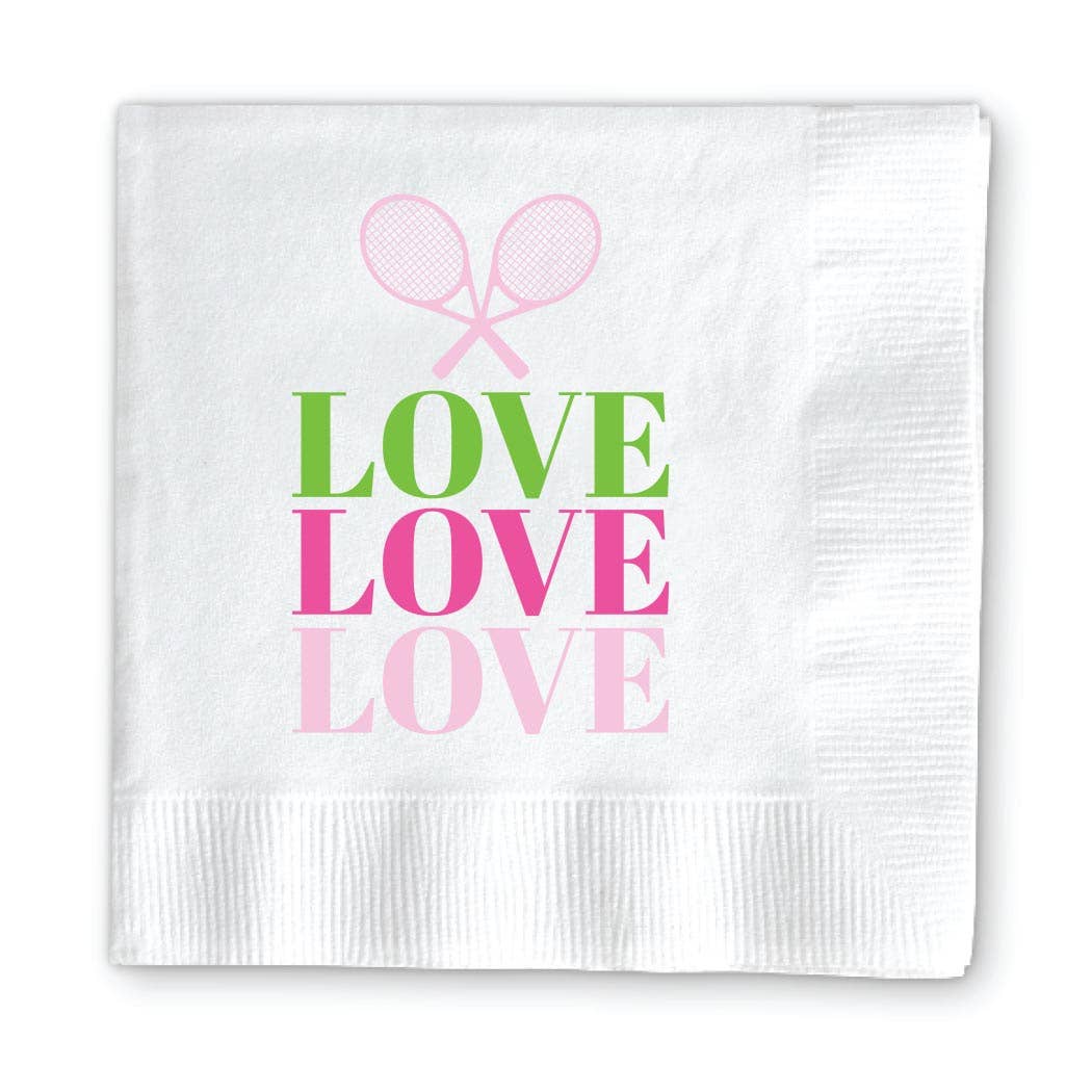 Tennis Cocktail napkins -  LOVE LOVE LOVE Pink/ Green