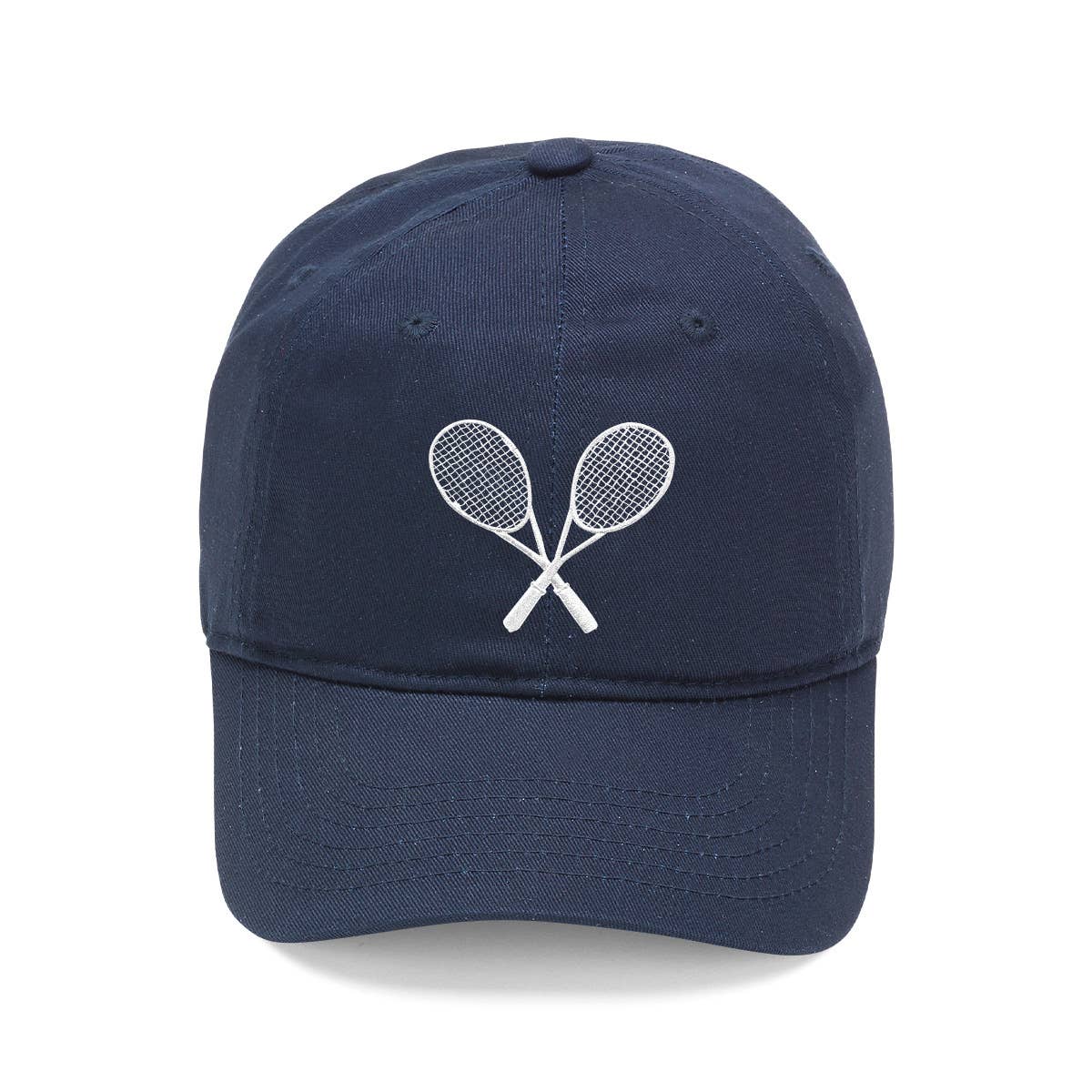 Tennis Racket Embroidered Cap: Navy