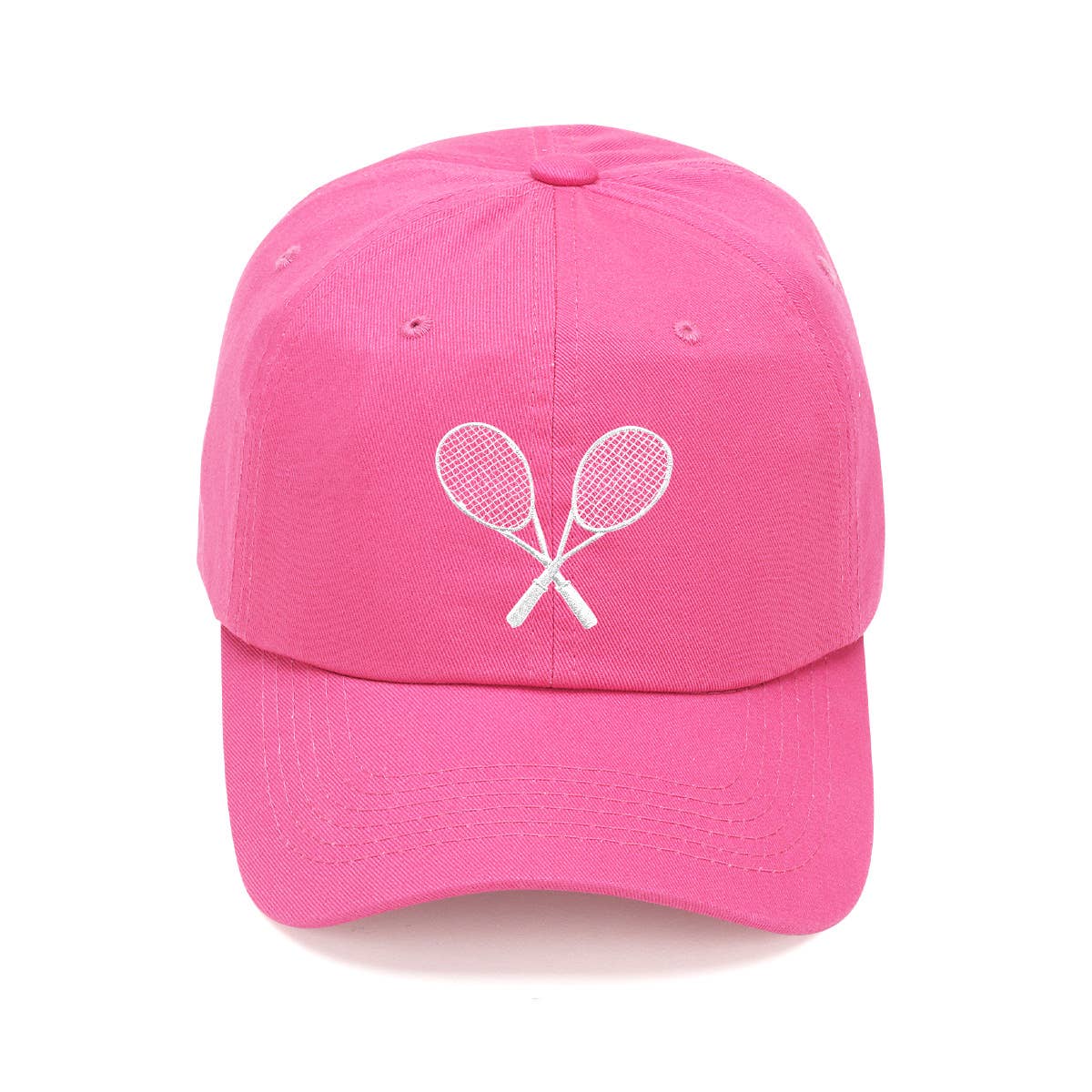 Tennis Racket Embroidered Cap: Hot Pink