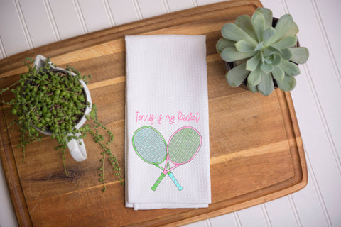 Tennis is My Racket Kitchen Waffle Dish Towel