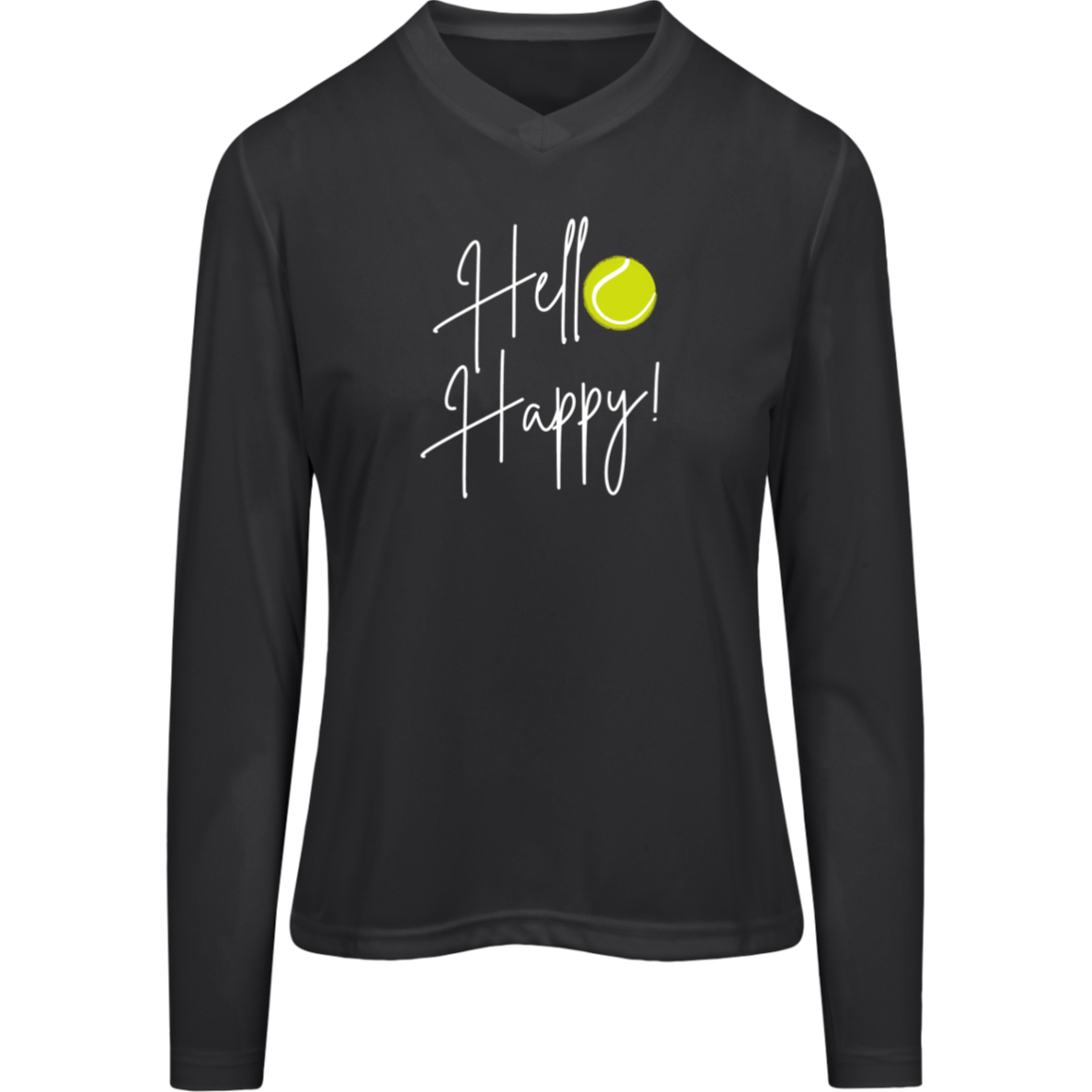 Hello Happy Tennis Long Sleeve Ladies Tee