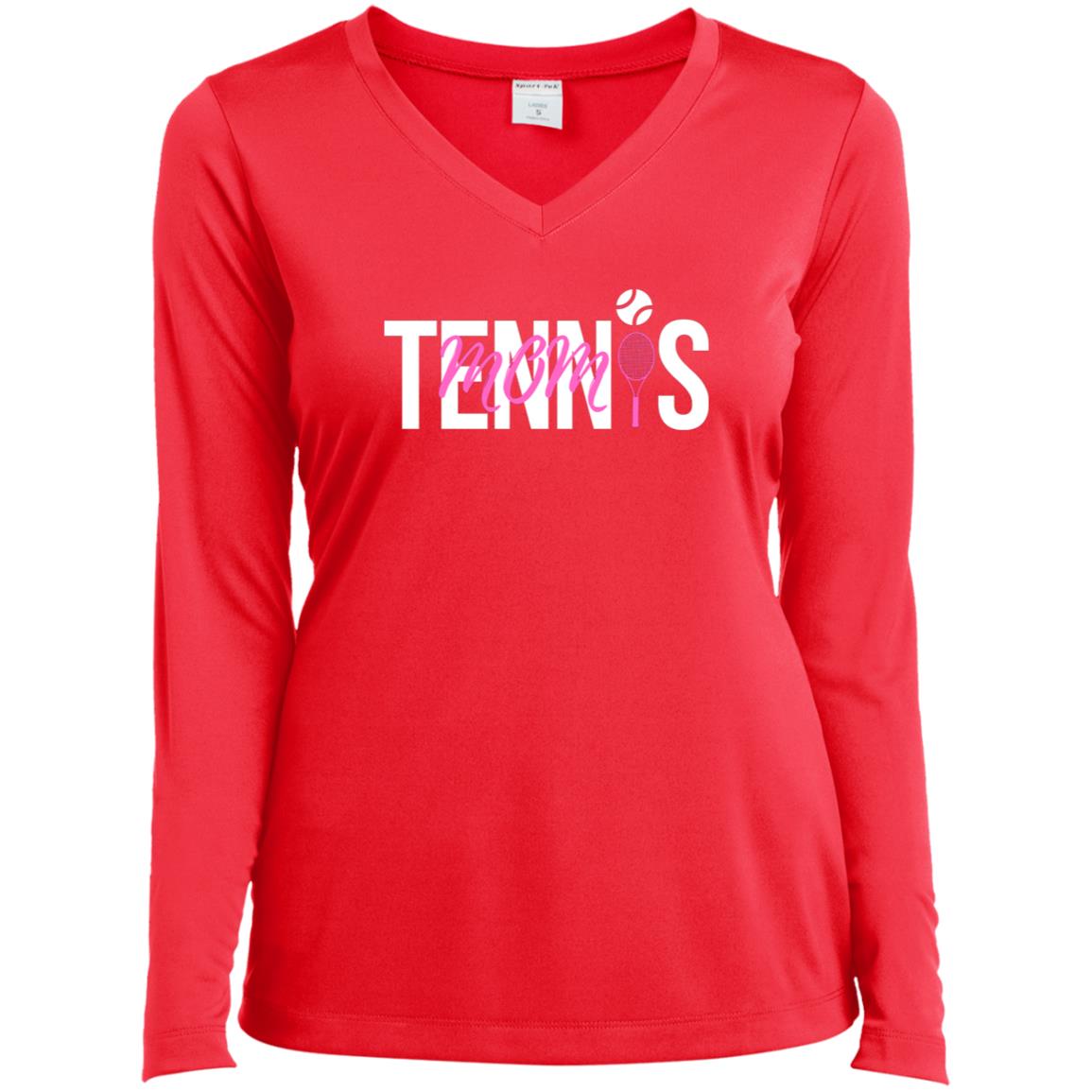 Tennis Mom  Ladies Long Sleeve Performance V-Neck