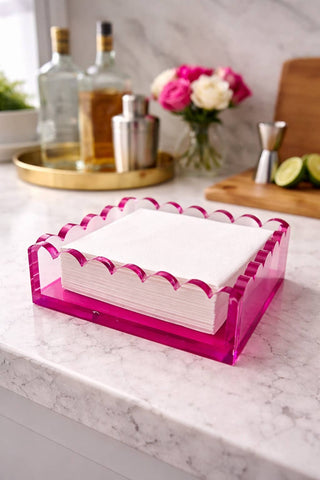 Cocktail Napkin Holder, Scalloped/Pink