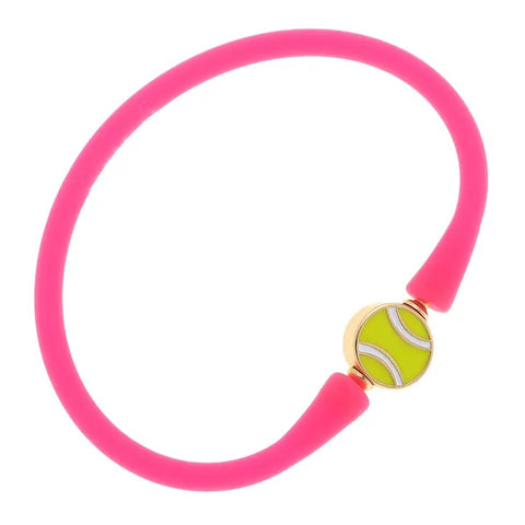 Tennis Ball Bead Silicone Bracelet in Pink