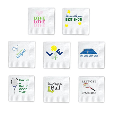 Tennis Cocktail napkins -  LOVE LOVE LOVE Pink/ Green