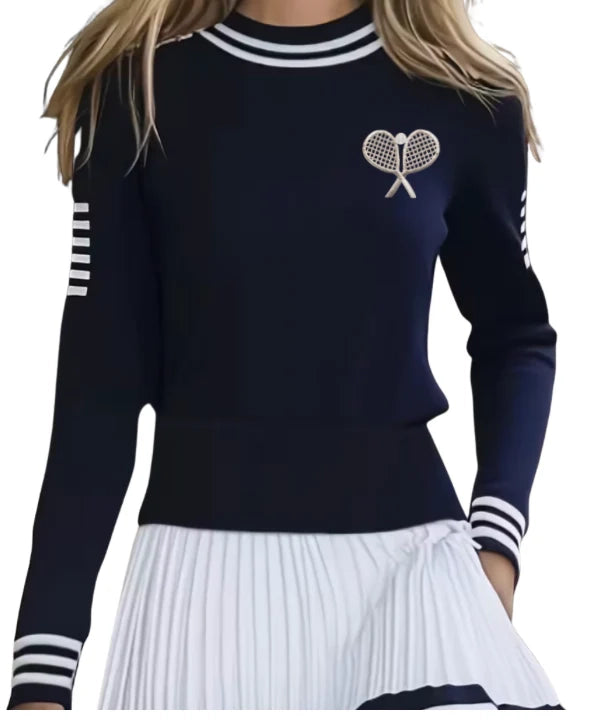 Tennis Sweater -NAVY/White rackets: