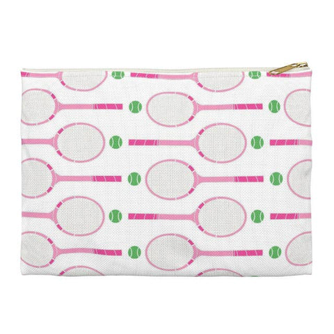 Tennis Canvas Pouch - Pink and Green Collection CLEARANCE