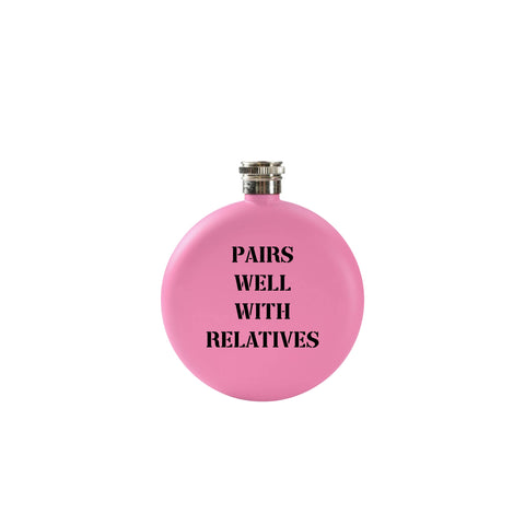 Tennis Gift - Round Flask Pink -Pairs Well with Relatives