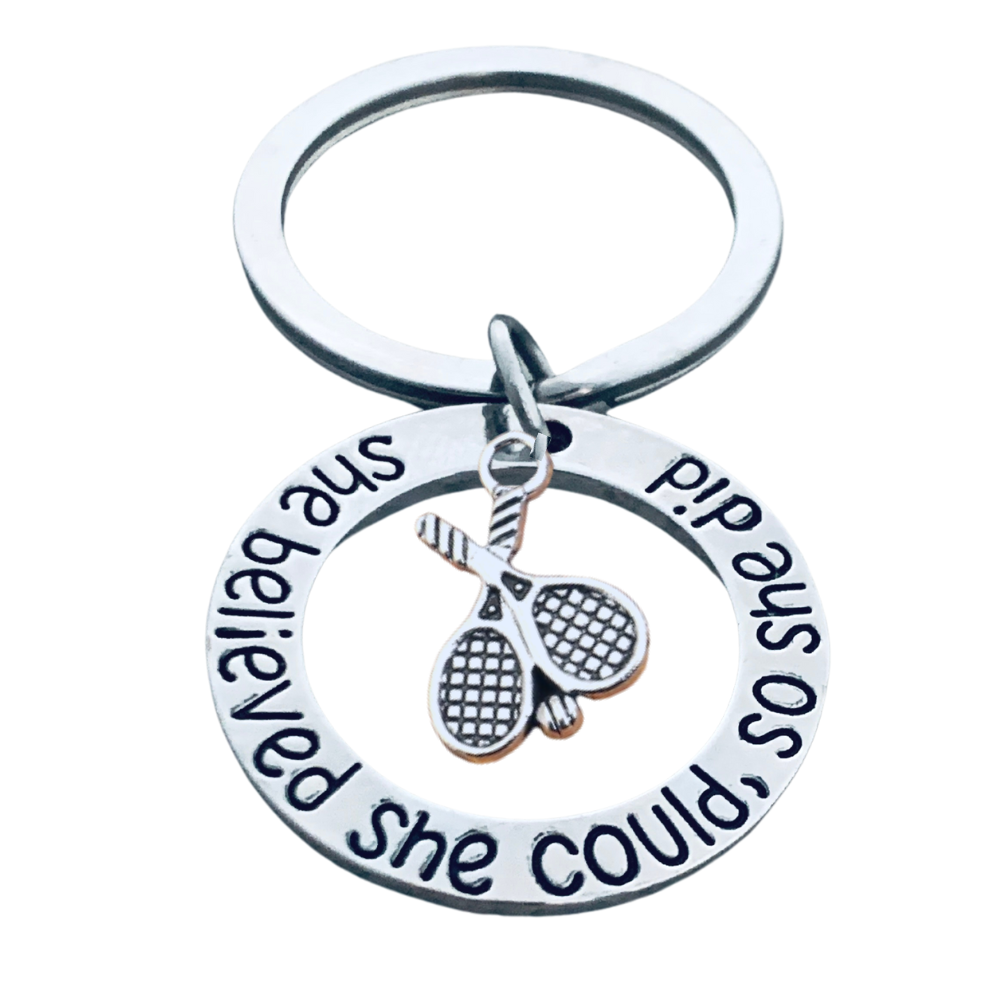 Tennis Keychain- She Believed She Could So She Did – Rallies and Rackets