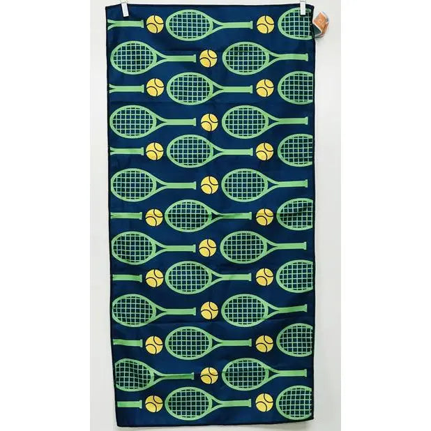 Tennis Towel (Microfiber -Rackets on Blue