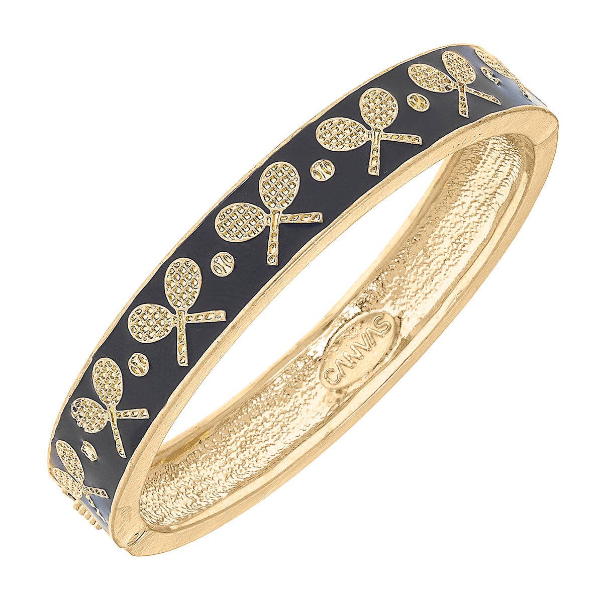 Tennis Racquet Enamel Hinge Bangle Bracelets Navy, Pink, White